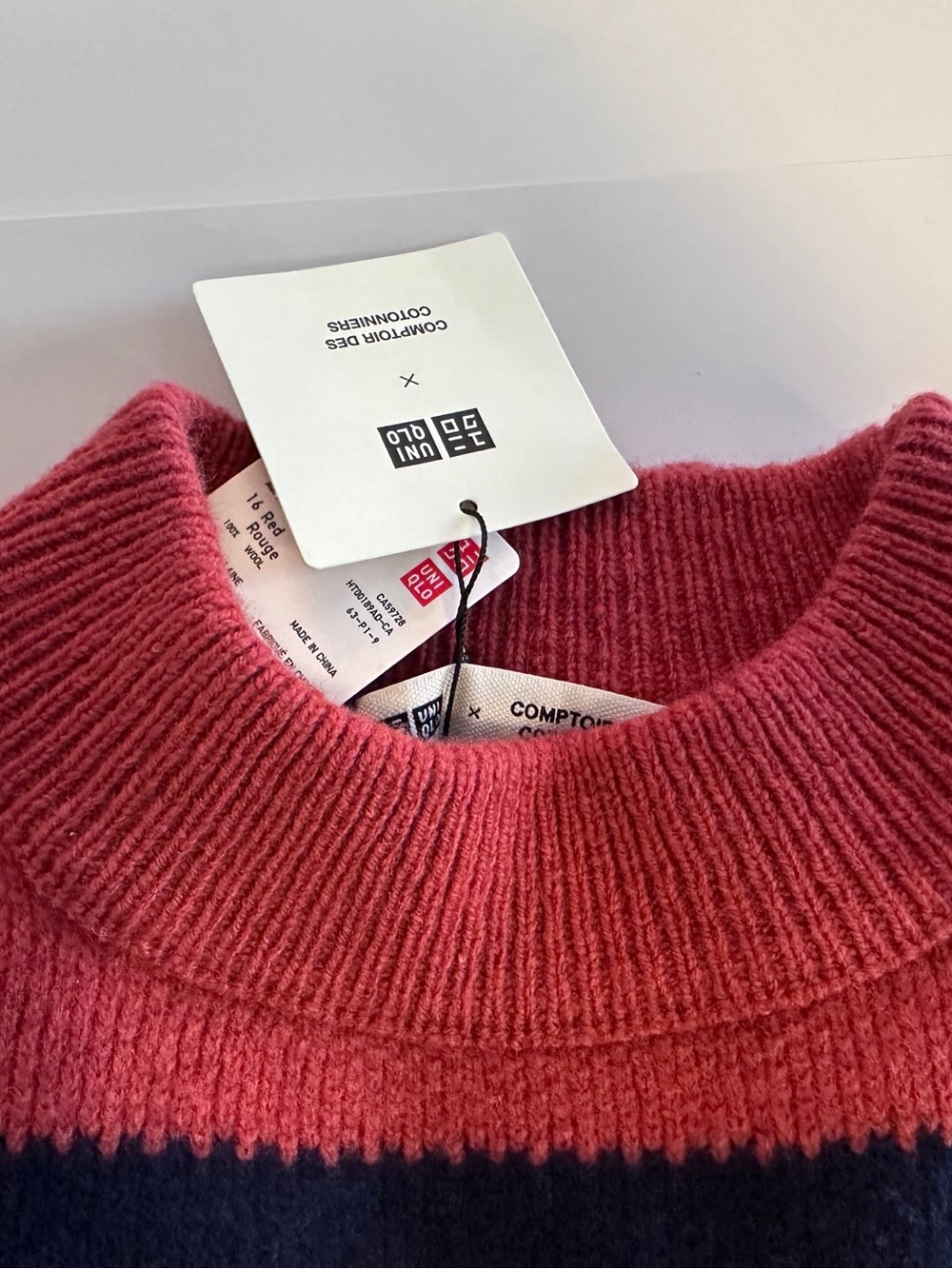 Ladies Uniqlo Crewneck Stripe Sweater - Orange/Rust and Navy - Picture 2 of 9